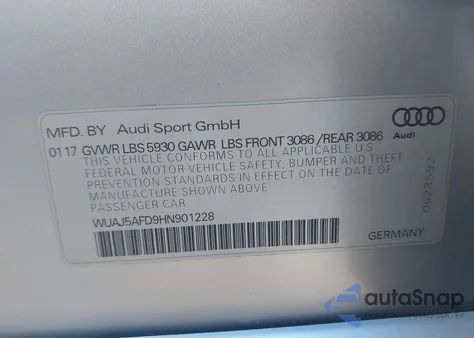 2017 Audi S8 4.0T Plus from USA, damaged, VIN WUAJ5AFD9HN901228